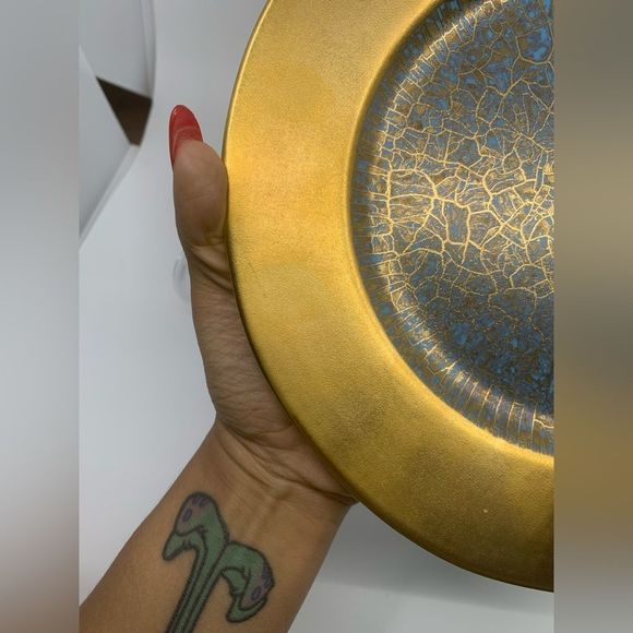 Michael Wainwright Sandra Baccus Gold/Turquoise Salad Plates - Picture 6 of 10
